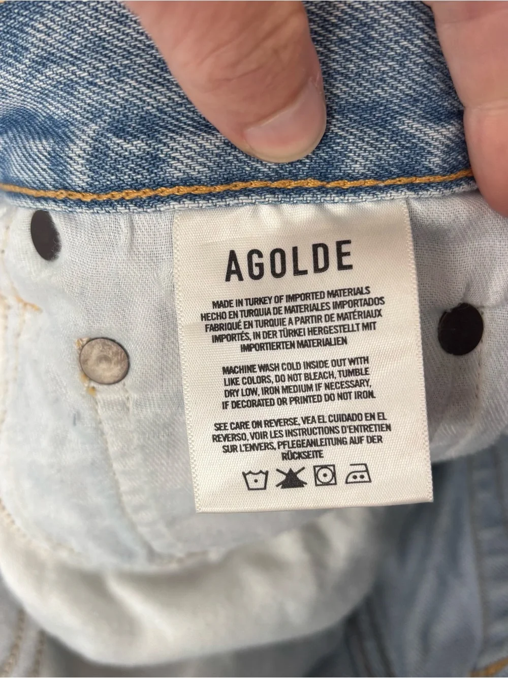 Agolde Parker Long Light Blue Distressed Cutoff Denim Shorts size 24